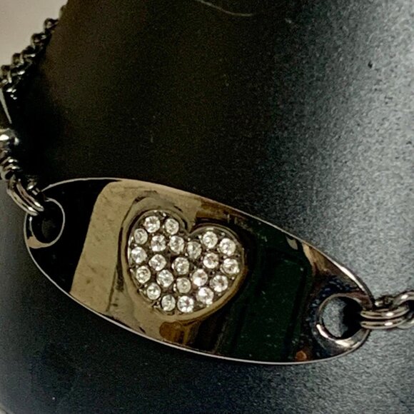 LIA SOPHIA Gun Metal Grey Rhinestone Heart Bracelet - Picture 2 of 7